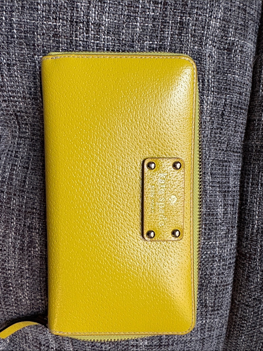 kate spade Mustard Yellow Zip-Around Leather Wallet